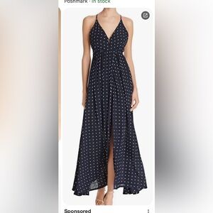 Faithfull the Brand Santa Rosa Navy Polka Dot Dress